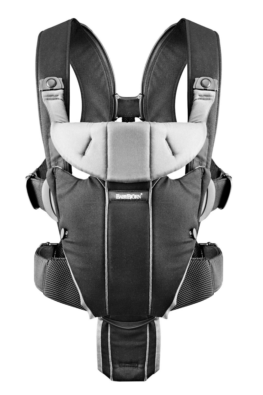 BabyBjörn Miracle buikdrager zwart, Zwart/zilver