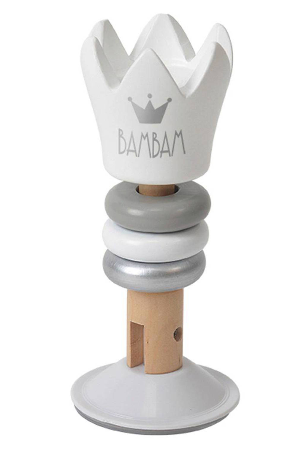BamBam houten tafel rammelaar, Wit/grijs