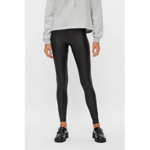 PIECES gecoate legging PCNEW SHINY zwart afbeelding