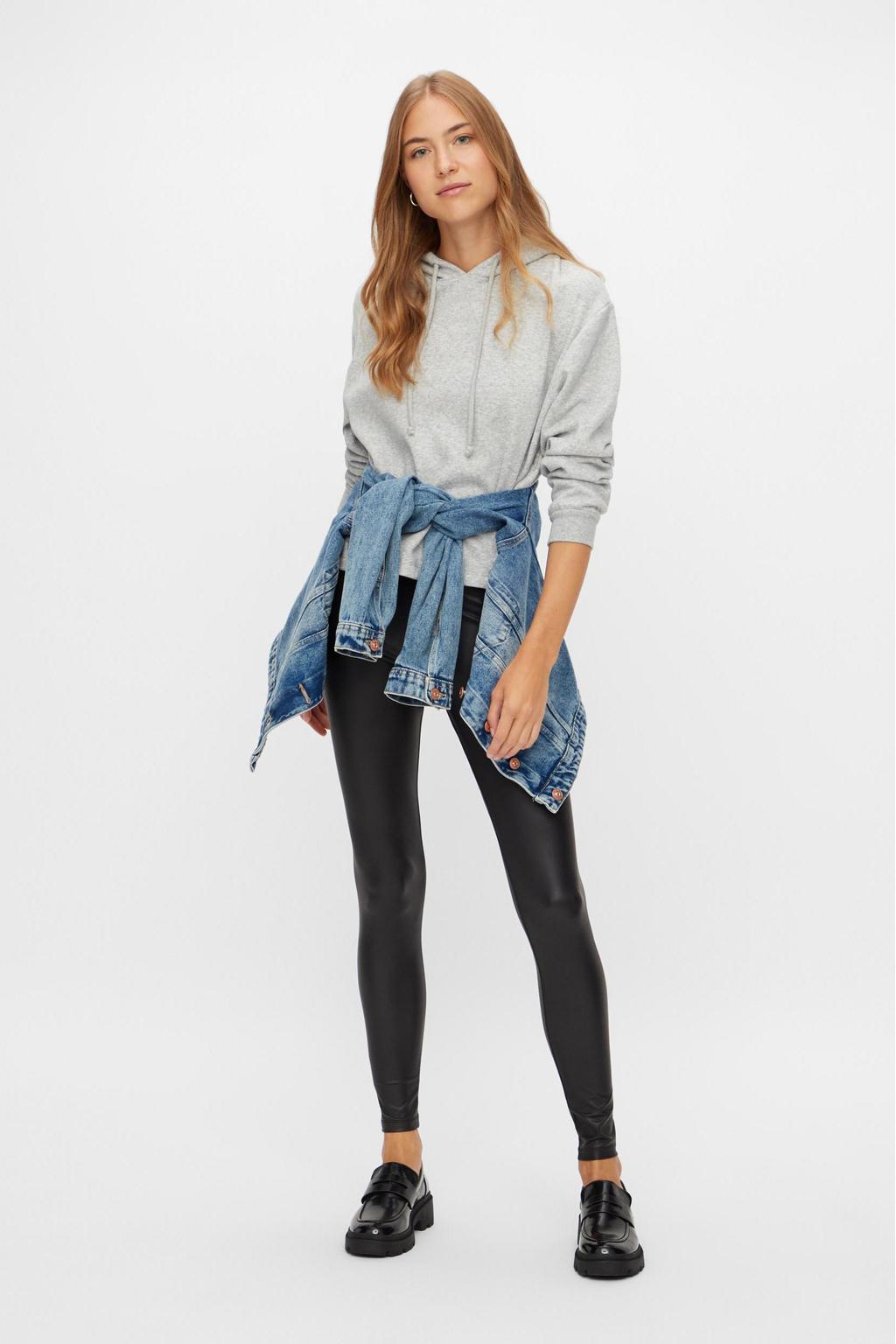PIECES gecoate legging PCNEW SHINY zwart