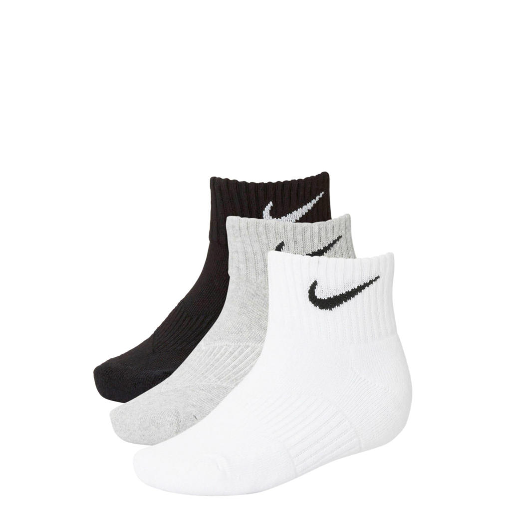 Nike   sportsokken - set van 3 grijs/zwart/wit