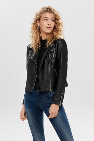 imitatieleren bikerjack ONLGEMMA zwart