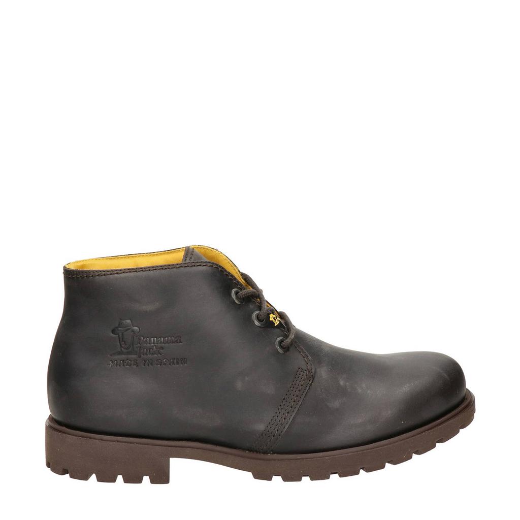 Donkergrijze heren Panama Jack Bota Panama leren enkelboots met veters