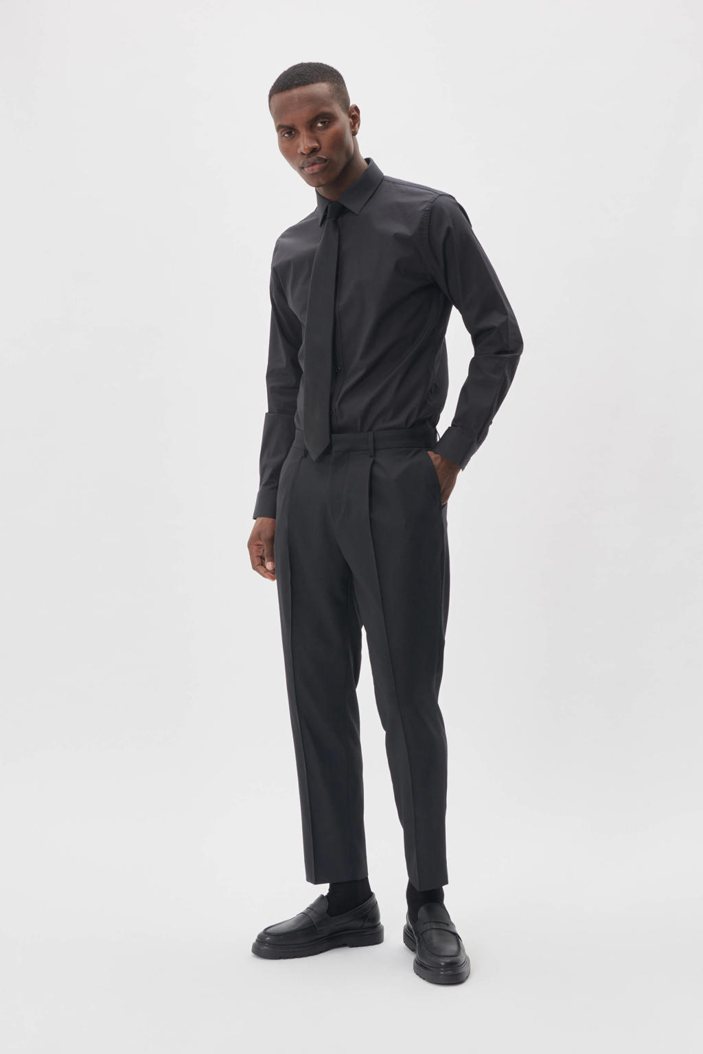 Matinique slim fit overhemd zwart