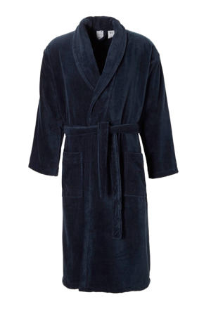 unisex velours badjas Prestige donkerblauw