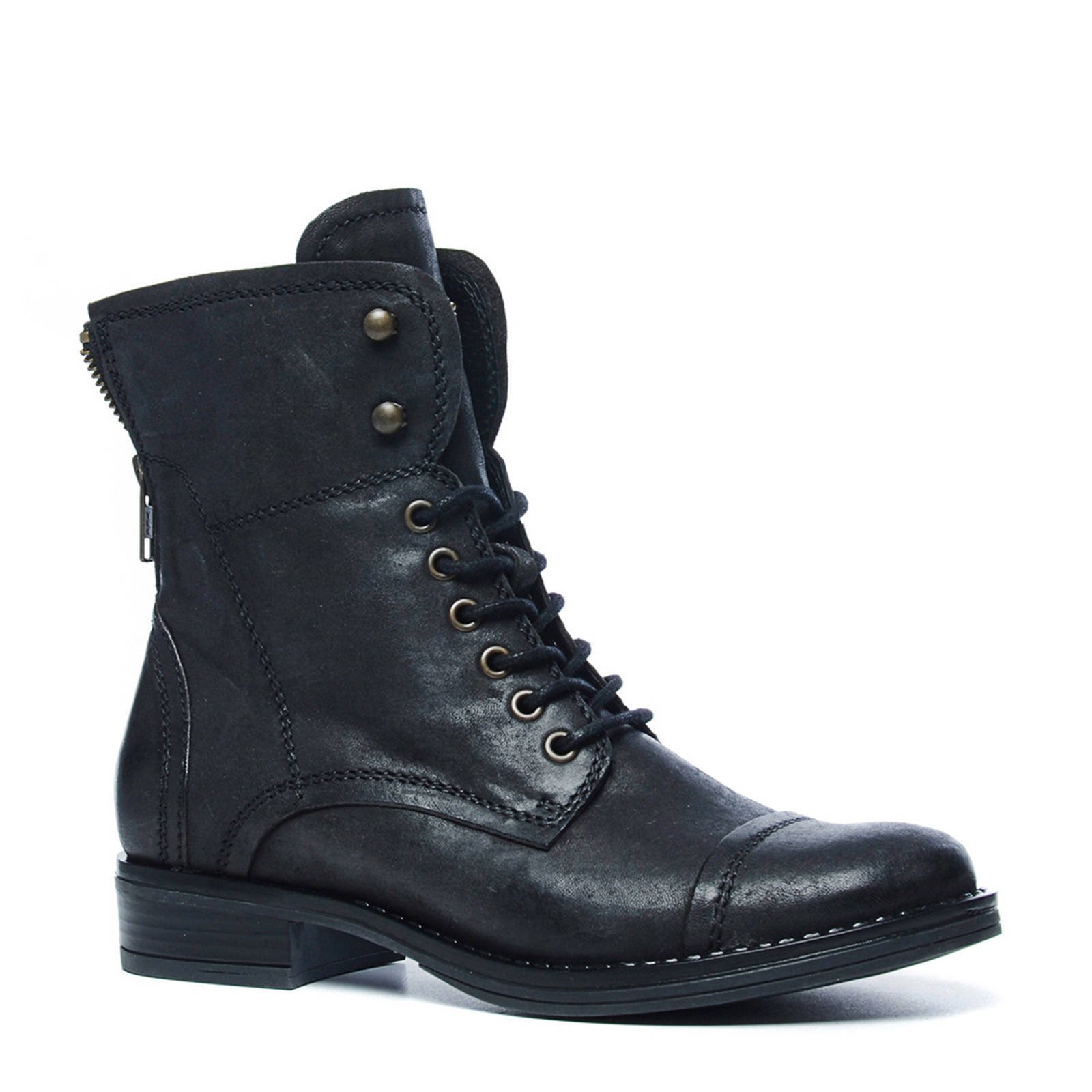 Manfield leren veterboots zwart wehkamp