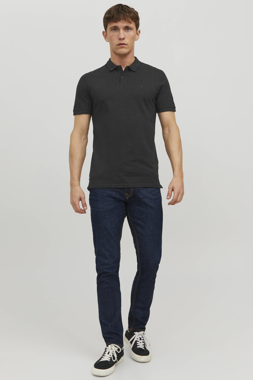 JACK & JONES ESSENTIALS slim polo zwart