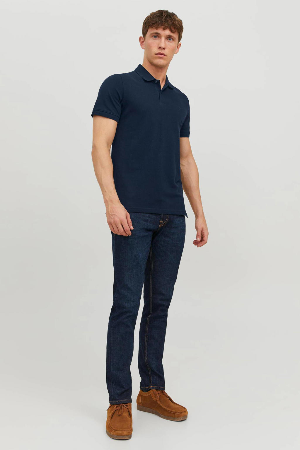 JACK & JONES ESSENTIALS slim polo donkerblauw