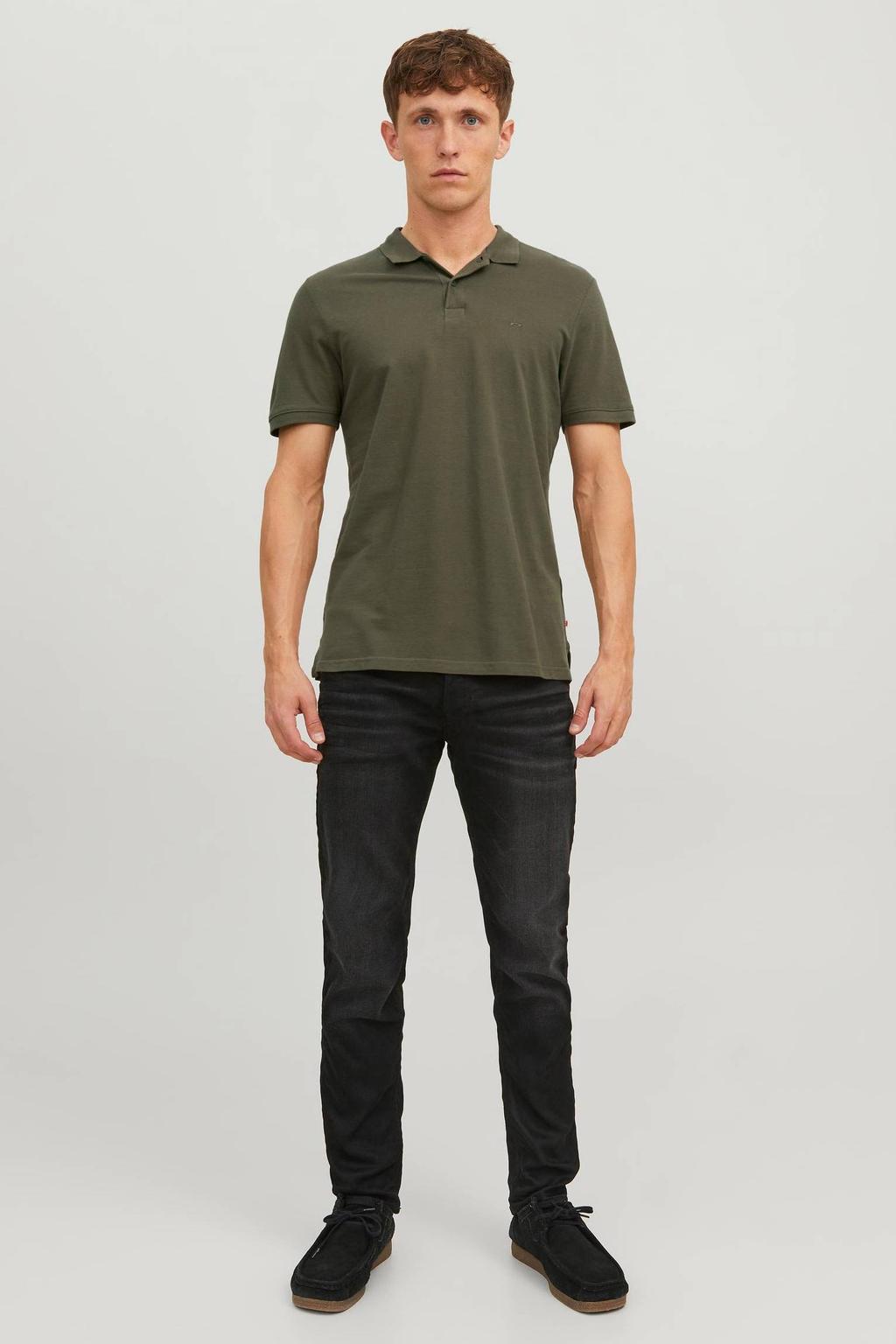 JACK & JONES ESSENTIALS slim polo olijfgroen