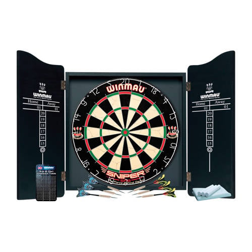 Winmau Pro Dartset - kabinet, dartbord en 6 dartpijlen afbeelding