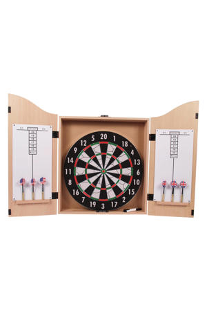  Dartset - kabinet, dartbord en 6 dartpijlen