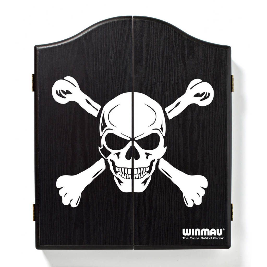 Winmau dartkabinet doodshoofd zwart