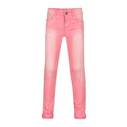 We Fashion Blue Ridge Skinny Fit Broek Met Verfspetters we fashion kopen in de aanbieding