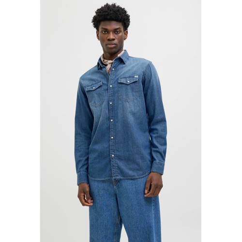 JACK & JONES ESSENTIALS slim fit overhemd JJESHERIDAN medium blue denim afbeelding