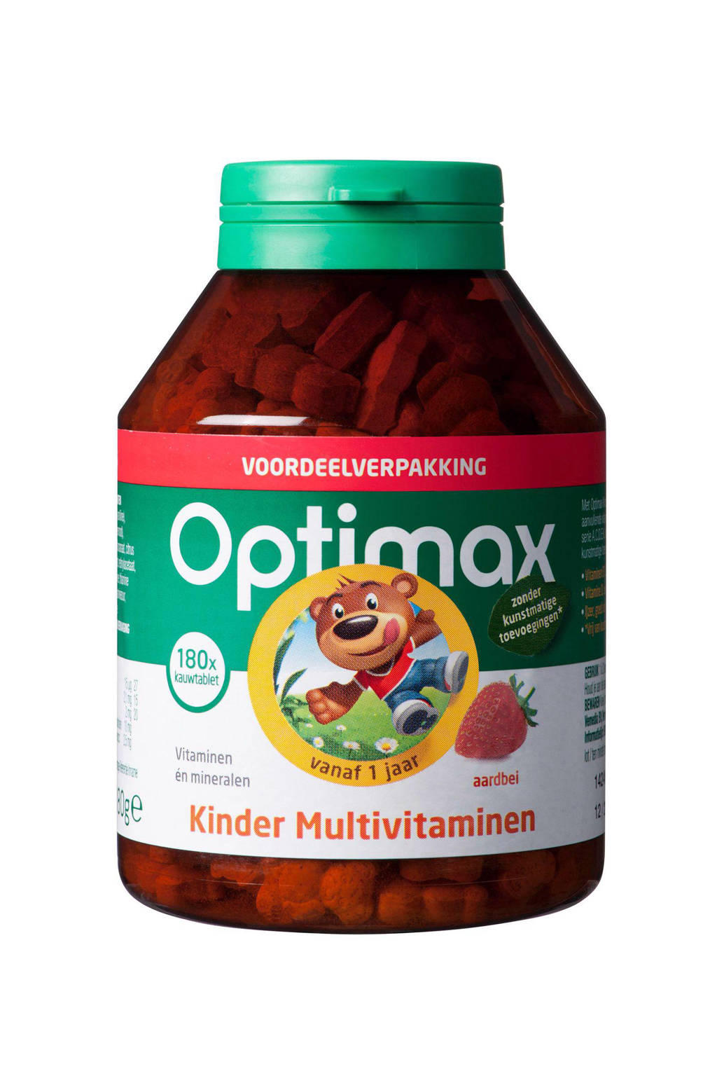 Optimax Kinder Multi Aardbei - 180 kauwtabletten