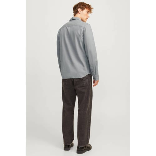 JACK & JONES ESSENTIALS slim fit overhemd JJESHERIDAN light grey denim afbeelding