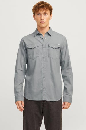 regular casual overhemd grey denim