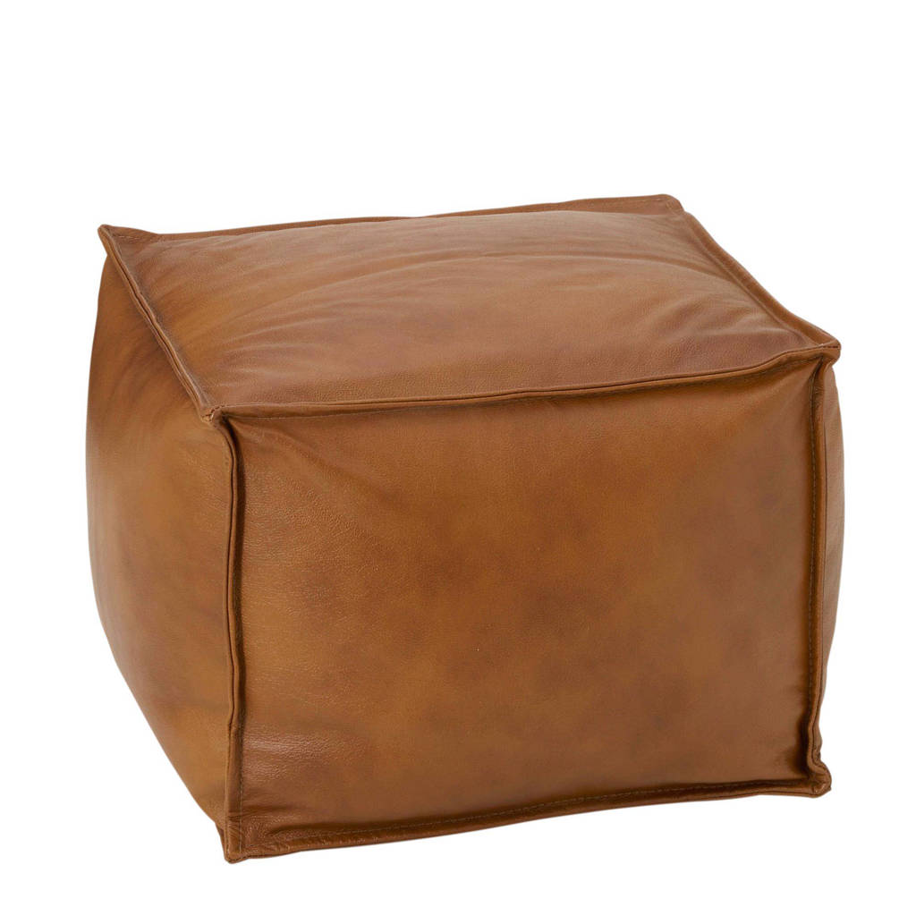W Poef (leer) (50x50 cm), Cognac