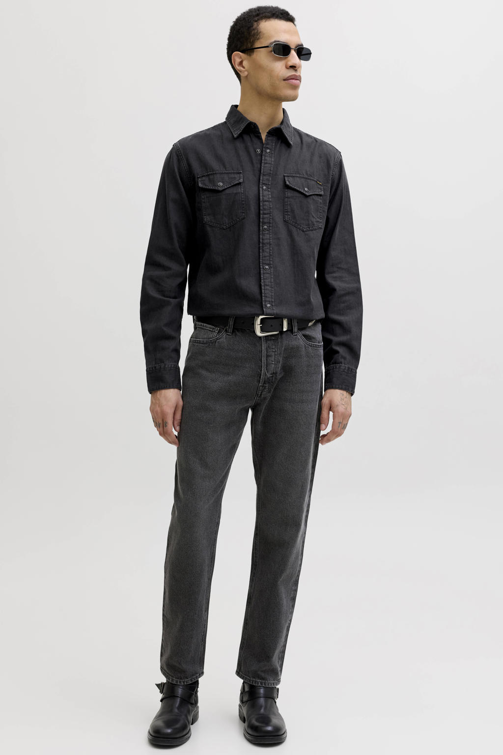 JACK & JONES ESSENTIALS regular casual overhemd black denim