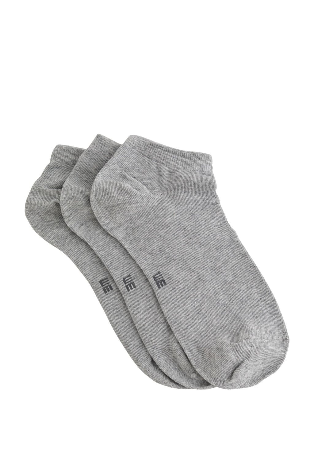 WE Fashion sneakersokken - grijs melange (set van 3)