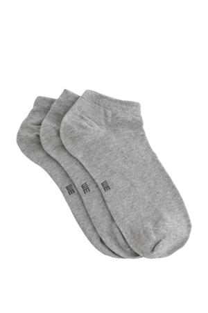 sneakersokken - set van 3 grijs melange