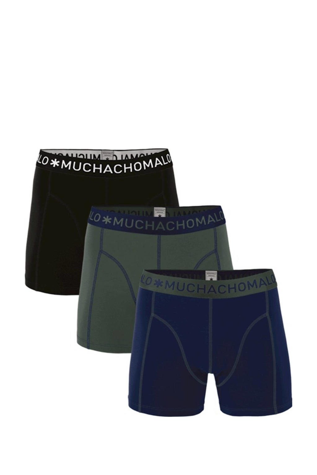 Muchachomalo   boxershort -set van 3 donkerblauw/army/zwart