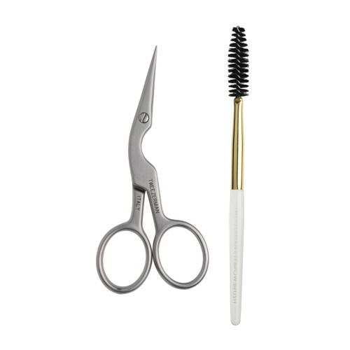 Tweezerman Stainless Steel Wenkbrauwschaar Met Borstel tweezerman kopen in de aanbieding