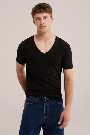 slim fit T-shirt zwart