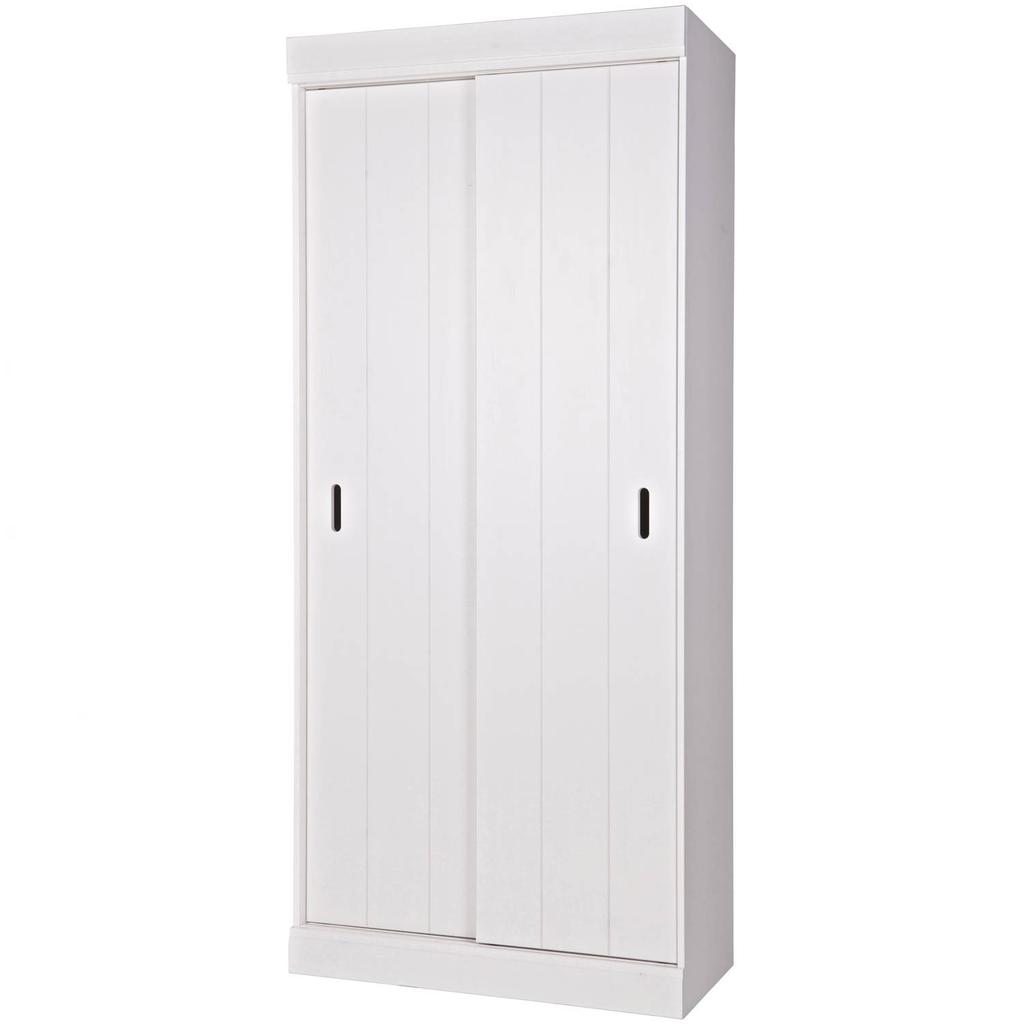 WOOOD WOOOD Row Plankenkast Met Schuifdeuren - Grenen - Wit - 195x85x44