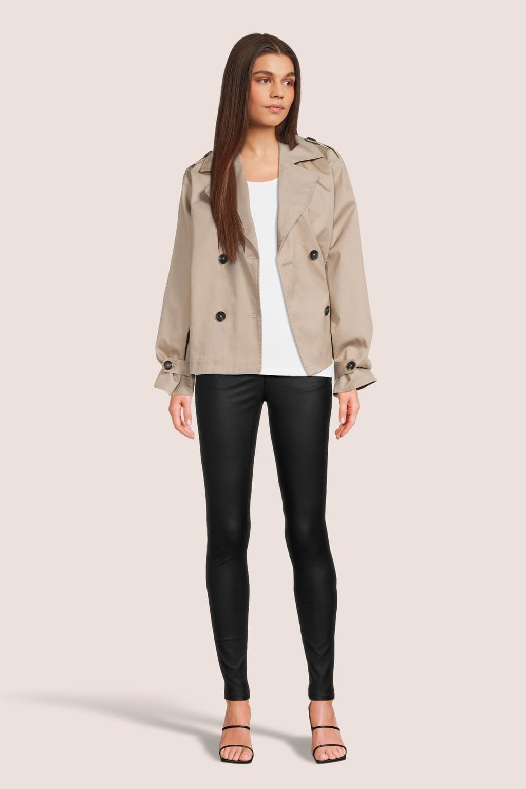 VERO MODA coated broek Seven zwart