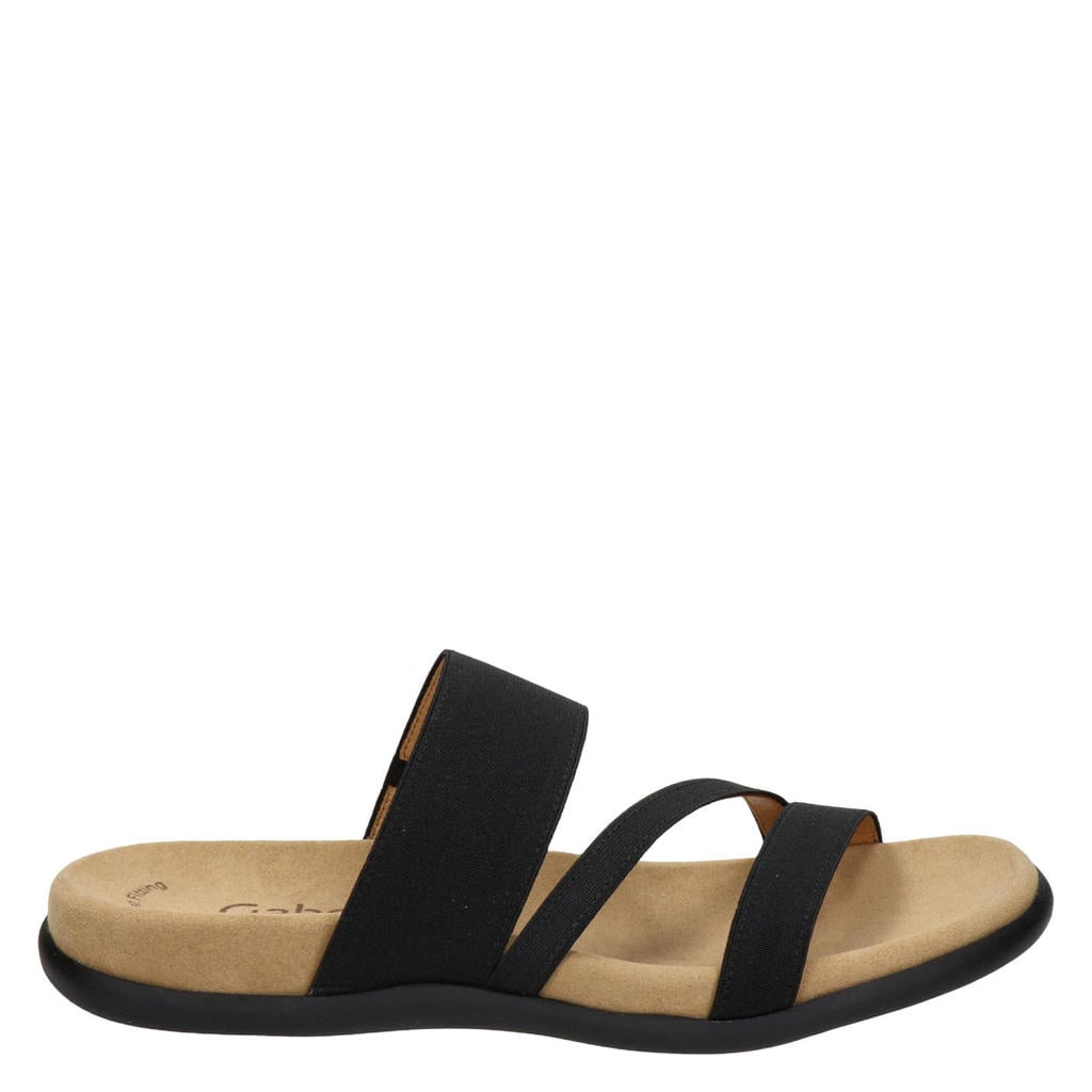 Zwarte dames Gabor slippers van nylon