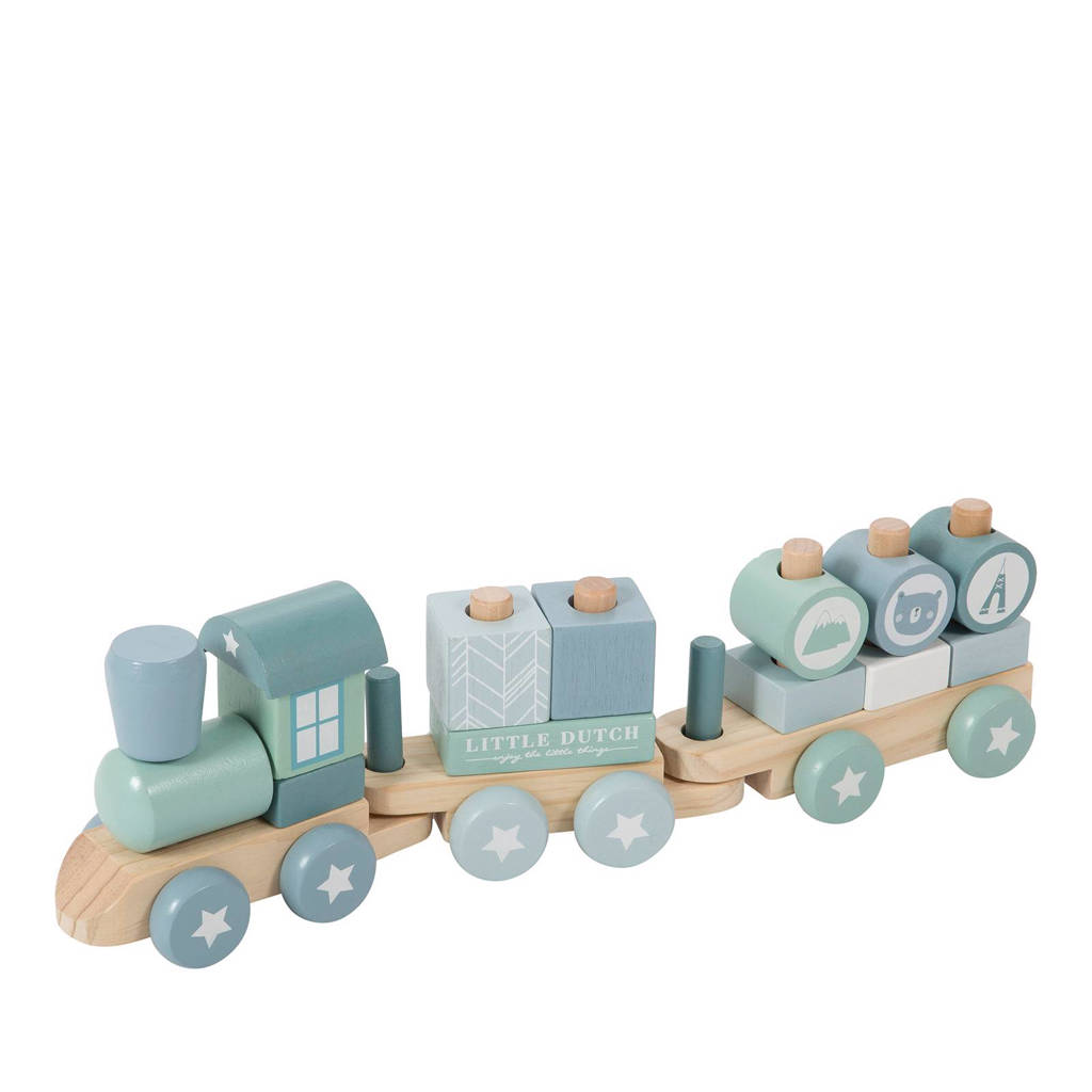 Little Dutch houten blokkentrein, Blauw