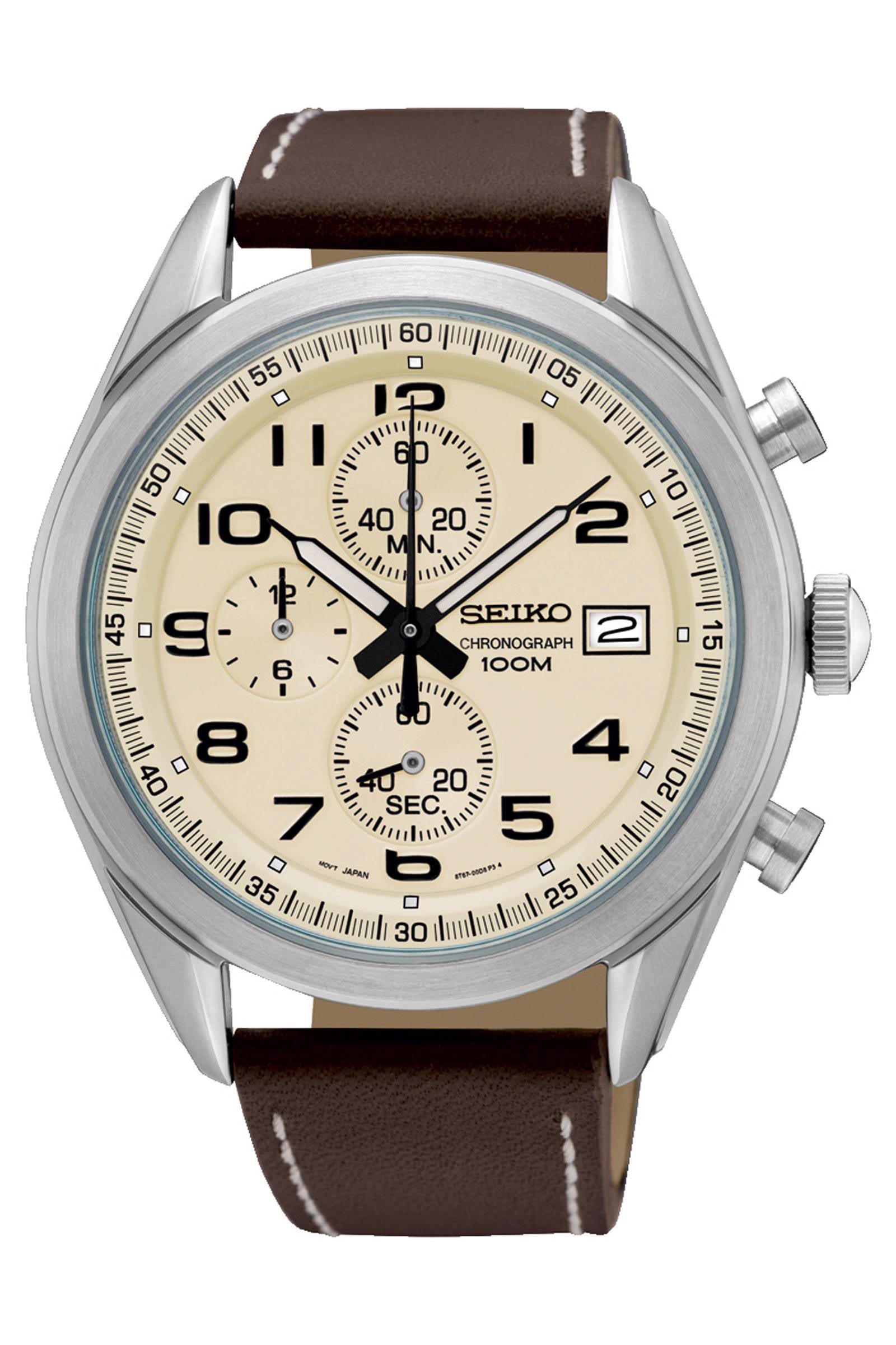 Seiko Chronograaf Leer herenhorloge SSB273P1 | wehkamp
