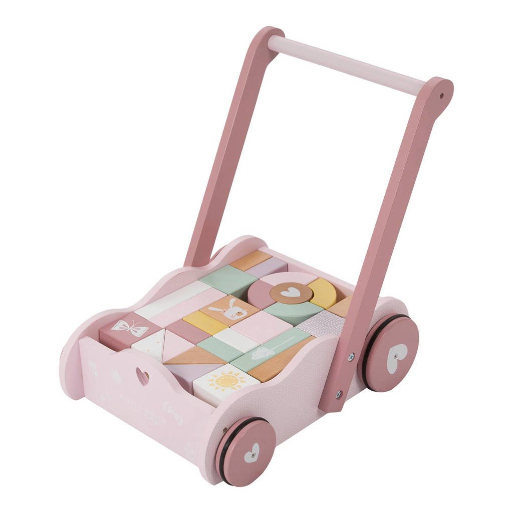 Little Dutch houten blokkenkar loopwagen, Roze