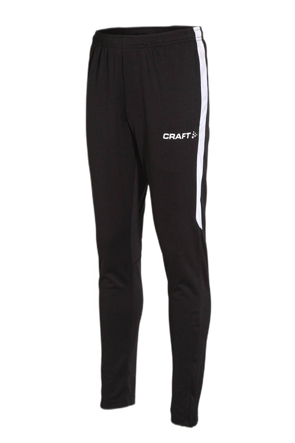 Zwart en witte jongens Craft Junior trainingsbroek van polyester met regular fit, elastische tailleband met koord en effen