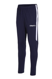 thumbnail: Donkerblauwe jongens Craft Junior trainingsbroek van polyester met regular fit, elastische tailleband met koord en effen