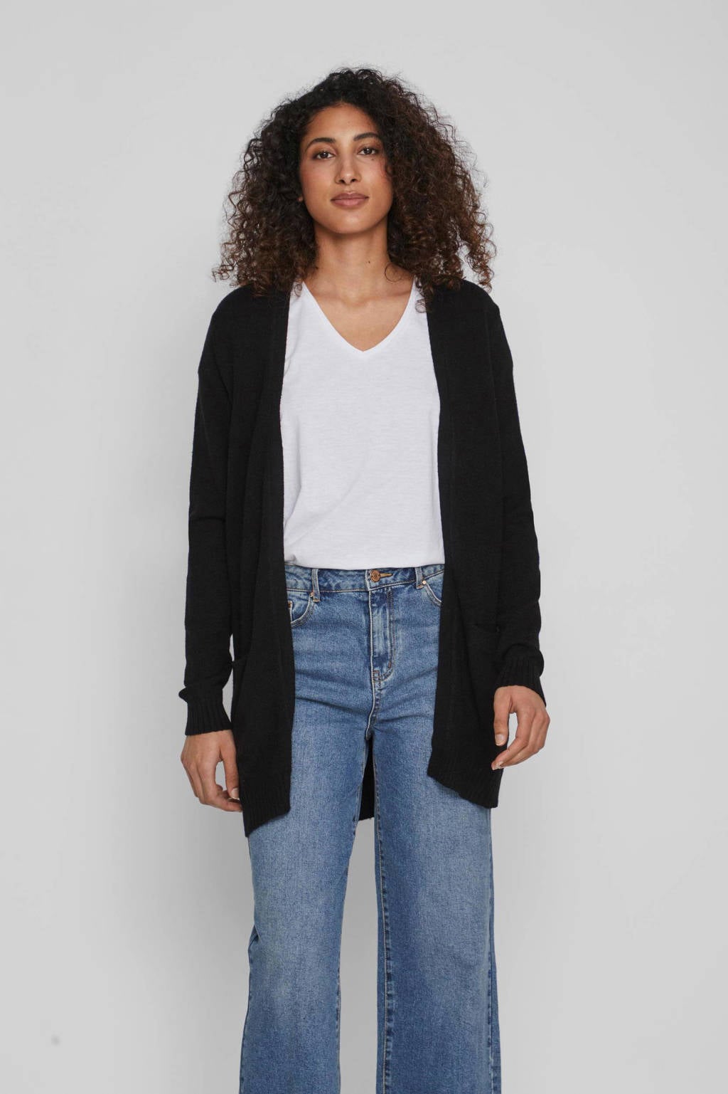 VILA gemêleerd gebreid vest VIRIL donkerblauw