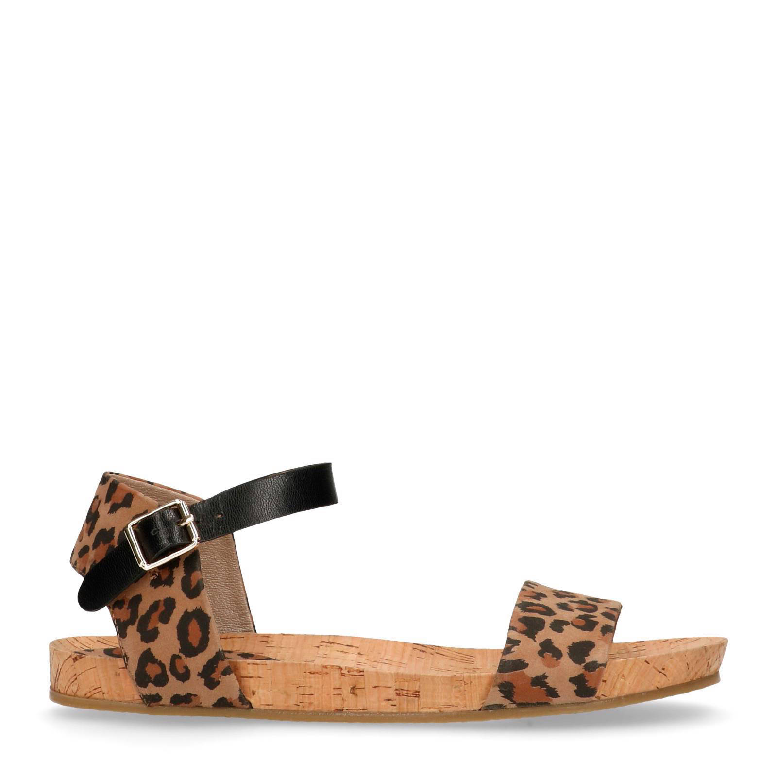 SPM for Sacha leren sandalen met panterprint | wehkamp