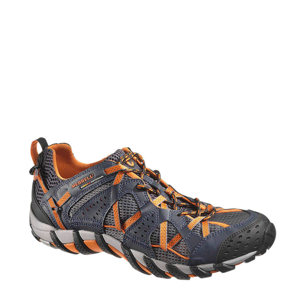 Antraciet en terracottakleurige heren Merrell Maipo outdoorschoenen Waterpro van leer met profielzool en veters
