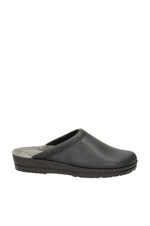 leren pantoffels zwart