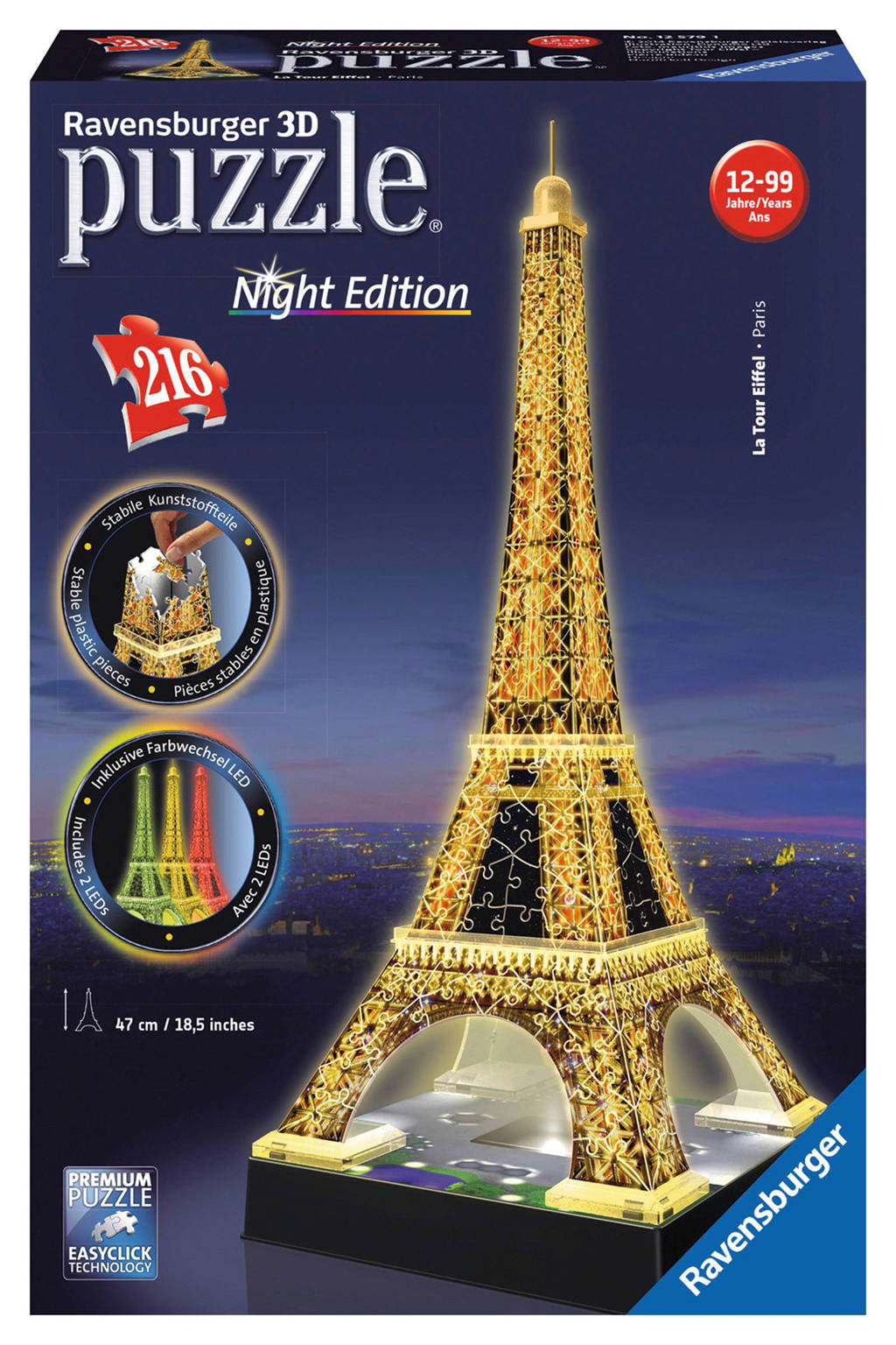 Ravensburger Eiffeltoren nachteditie  3D puzzel 216 stukjes