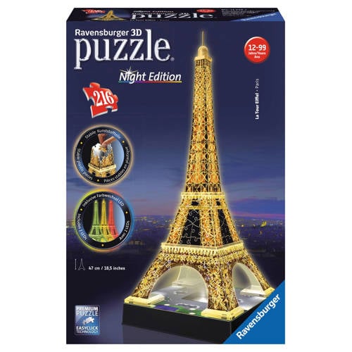 Wehkamp Ravensburger Eiffeltoren nachteditie 3D puzzel 216 stukjes aanbieding