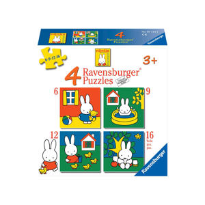 vier nijntje puzzels - 6, 9, 12, 16 stukjes - kinderpuzzel