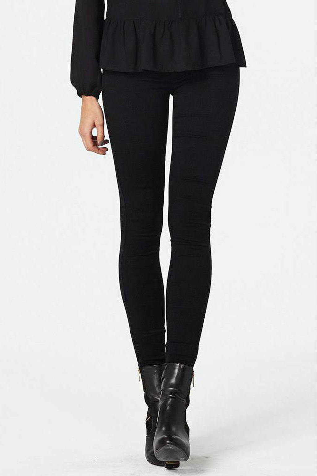 Zwarte dames ONLY high waist skinny jeans regular van stretchdenim met rits- en knoopsluiting