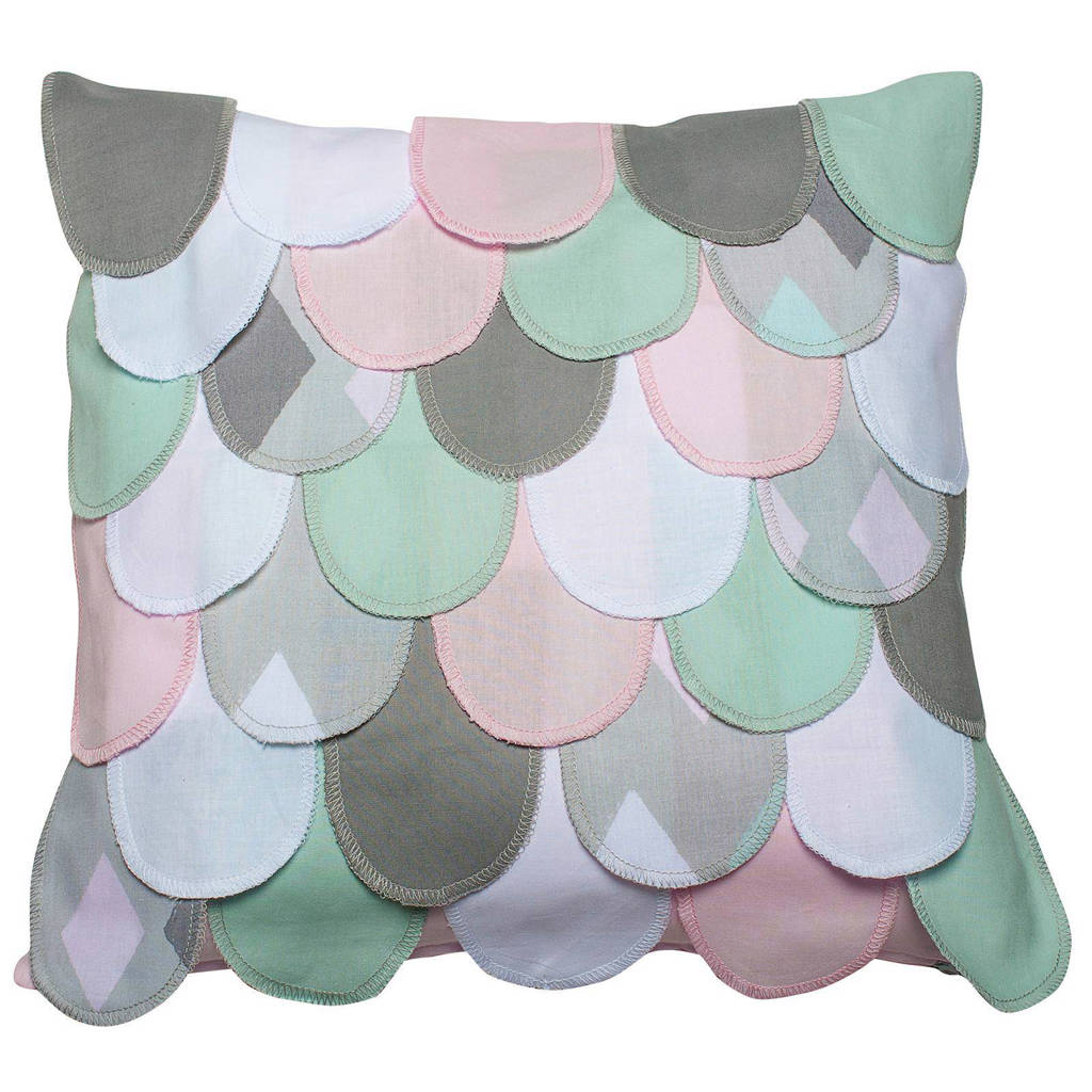 Kidsdepot sierkussen (40x40 cm), Roze/groen/bruin