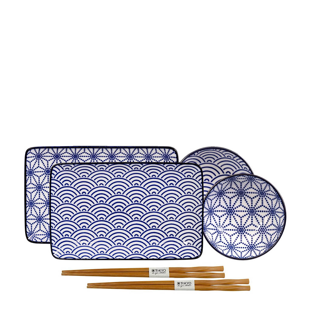 Tokyo Design Studio Nippon Blue serviesset (6-delig), Blauw/wit