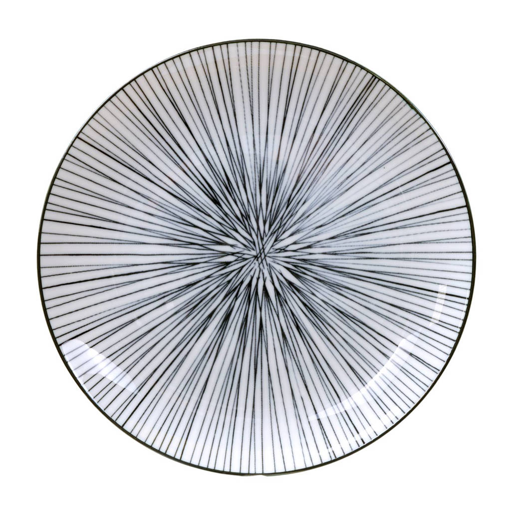 Tokyo Design Studio Nippon Black ontbijtbord (Ø20,6 cm), Zwart/wit