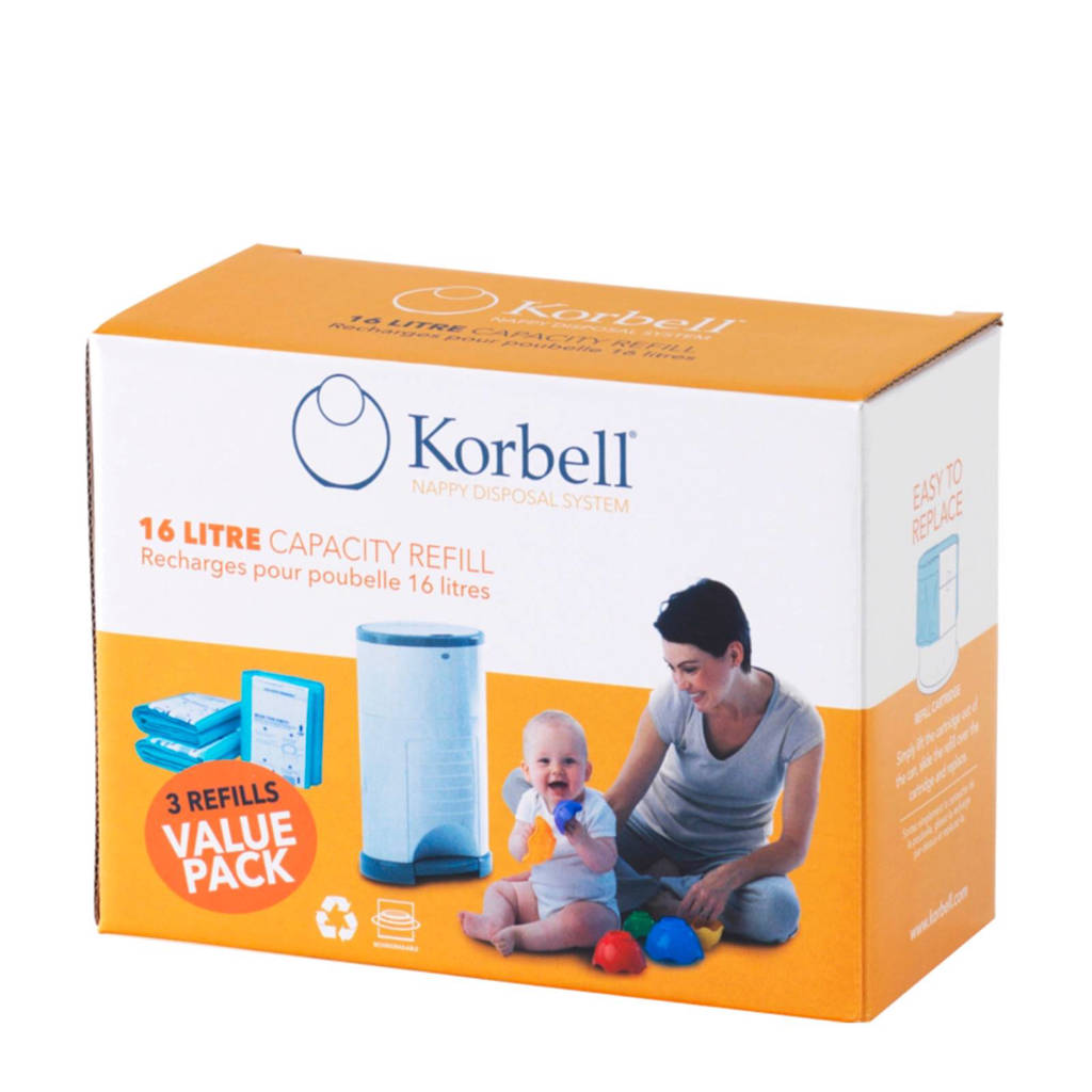 Korbell luieremmer navulling (3-pack), 3 stuks