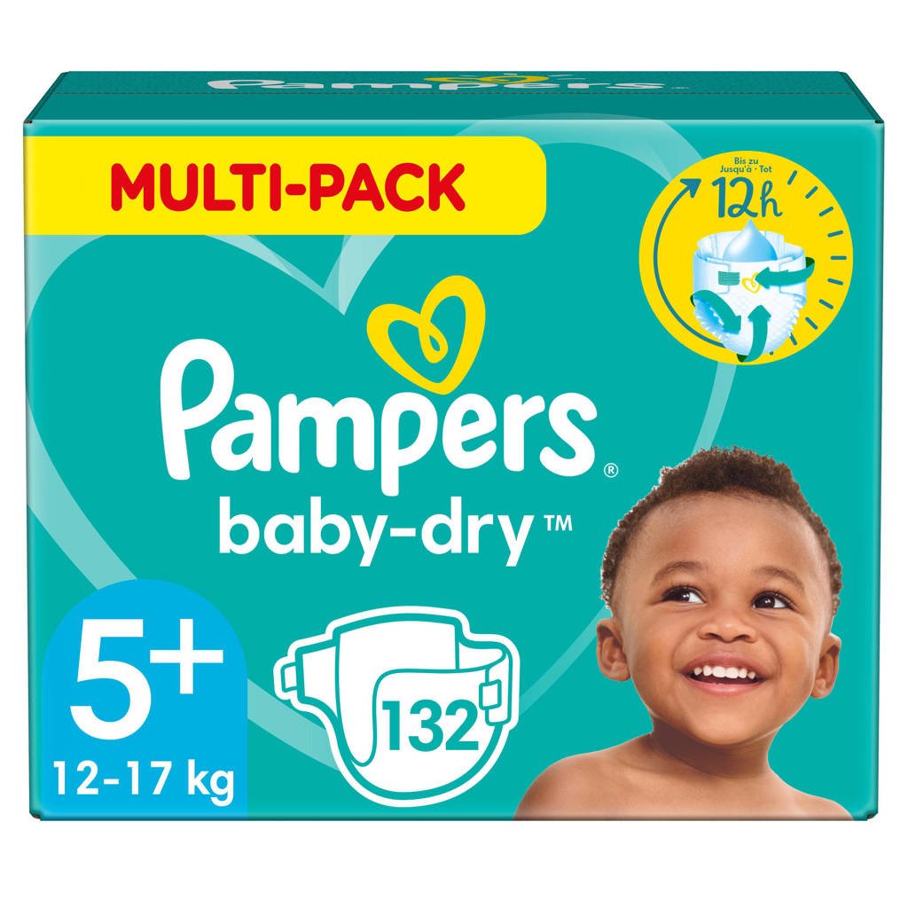Pampers Baby-Dry Luiers - Maat 5+ (12-17 kg) 132 stuks - Multi-Pack | wehkamp