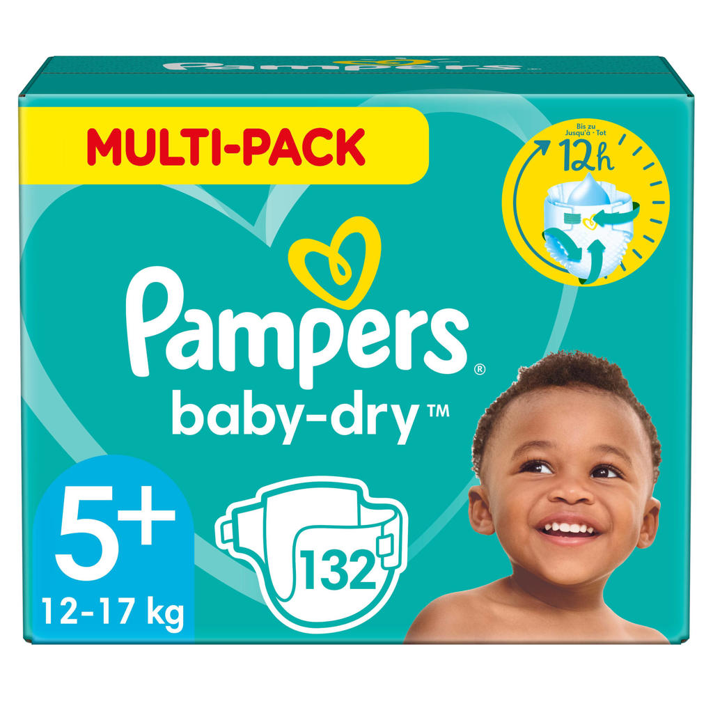 Pampers Baby-Dry Luiers - Maat 5+ (12-17 kg) - 132 stuks - Multi-Pack